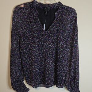 Aqua Women's Confetti Long Sleeve Top - Purple, Green, Black.